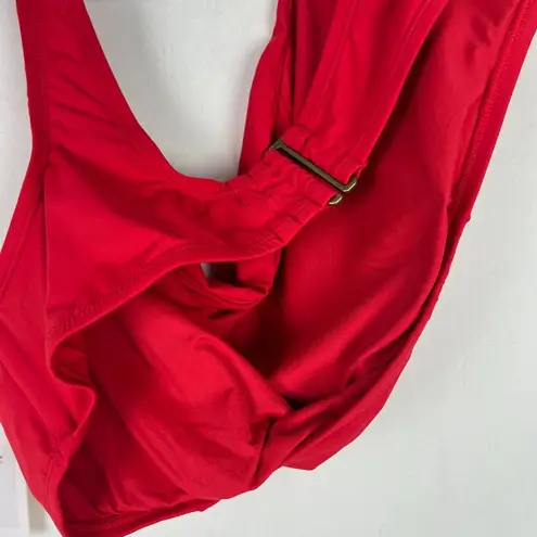 ANDIE NWT Swim Wyndwood Top Cherry Red Flat Bikini Top One Shoulder Size XXL NEW