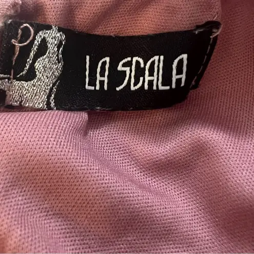 La Scala Blush Pink Satin Formal Gown, Criss