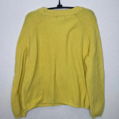T Tahari Bright Yellow Long Sleeve Knitted Crew Neck Sweater EUC Sz M