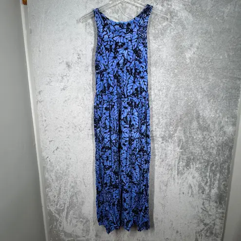 Blue Ginger Midi Dress Sleeveless Floral Casual Summer Sun Dress Blue Size XS