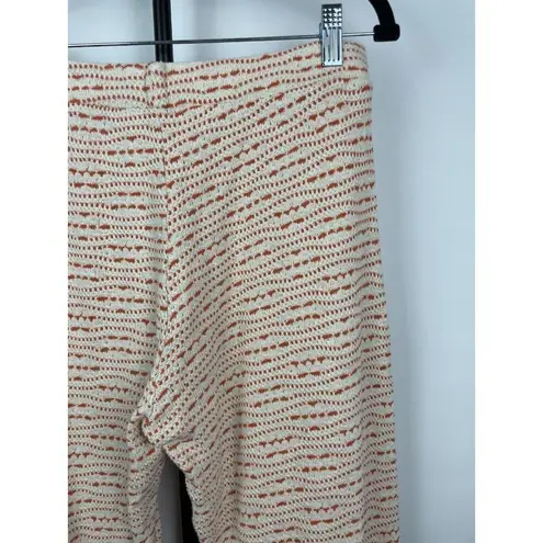 ZARA  Orange Cream Crochet Knit Straight Leg Pull On High Waist Pants Size L