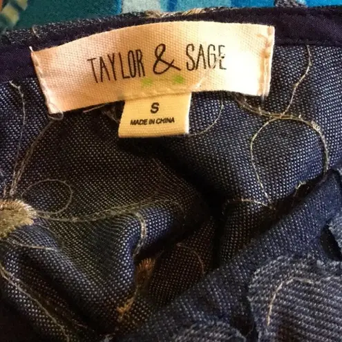 Taylor & Sage Floral Chambray Embroidered Dress