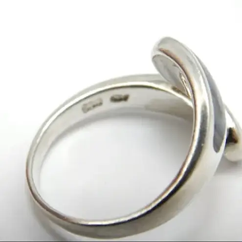 Sterling Silver Genuine Abalone Bypass Ring Sz 7.5