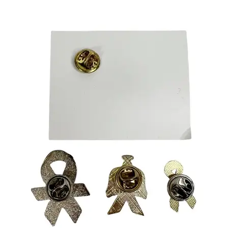 Lot of 4 Ribbon Lapel Pins Breast Cancer & One Less Wildfire Pink