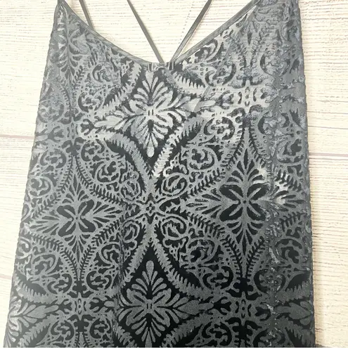 Vintage California Dynasty Black Paisley Burnout Velvet Strappy Nightie Sz Large