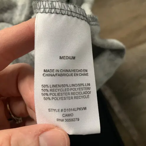 Thread & Supply Gray Green Camouflage Linen Blend Midi Dress L Size L thumbnail 5