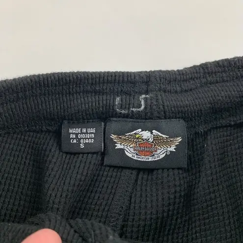 Harley Davidson Black Waffle Knit Wide Leg Lounge Pant S