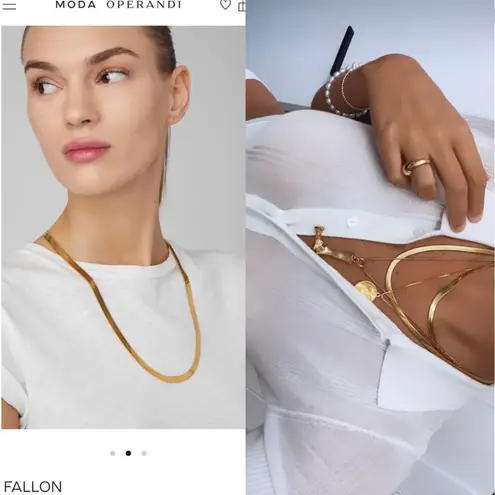 Neiman Marcus Fallon Jewelry 18K rose gold plated over stainless steel Hailey snake chain liquid herringbone necklace