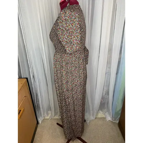 jumpsuit 1990s floral smocked top cottagecore pink yellow purple Size 26