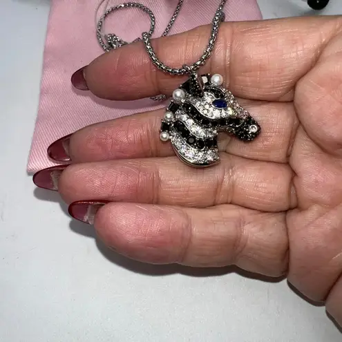 Kate Spade New York Earn Your Stripes Zebra Pendant Necklace Black Multi Silver