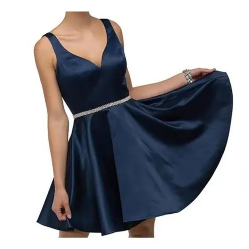 Dancing Queen Blue Prom Homecoming Dress with Sparkling Waist Style 9504 Size XS
