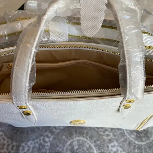 Joy Mangano “Joy Chic”White Leather Satchel, Handbag With RFID NWOT White