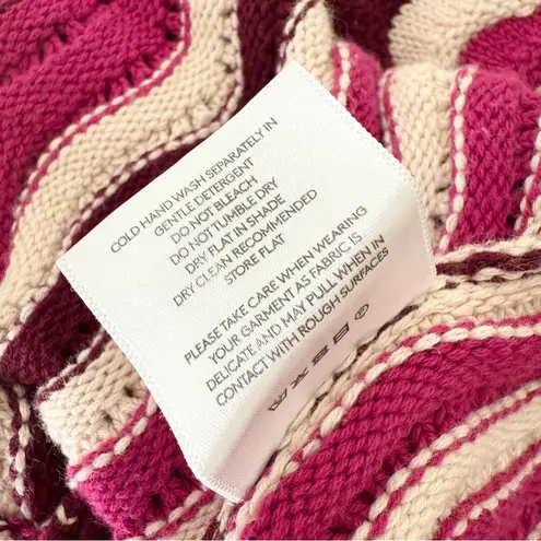 The Wolf Gang Anthropologie Lucid Knit Mini Dress Wavy Stripe Flared Sleeve Sz M Pink Size M