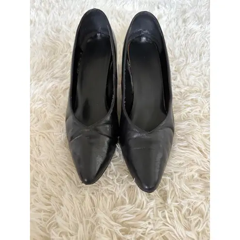 Nina Vintage Black Leather Pumps Kitten Heels Gold Ornate Elephant Size 10