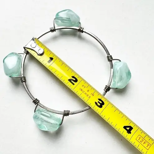 Bourbon and Bowties Agate Bangle Pale Green Blue & Silver Tone