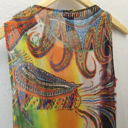 Desigual {S} Groovy Paisley Floral Beaded Embroidered Neckline Dress