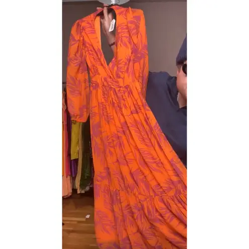 TOCCIN Palm Print Maxi in Orange, Size 2, MSRP $545 Orange