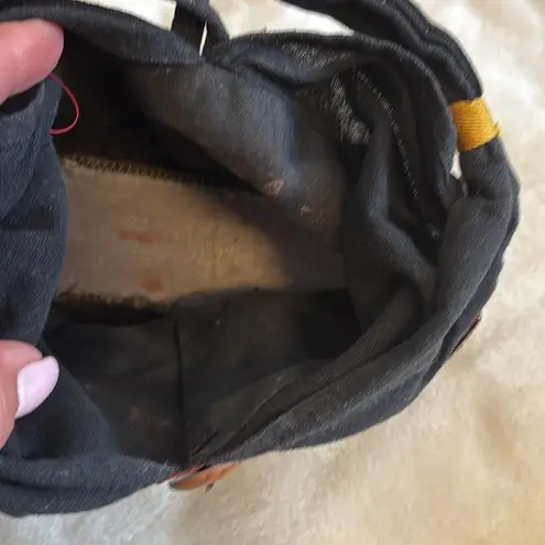 BLACK CLOTH MINI BAG RED SATIN METALLIC AND COTTON WITH ELEPHANT DESIGN