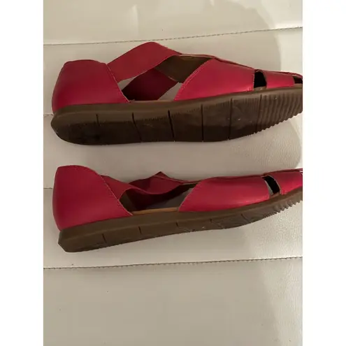 Aerosoles Aerosole Women's Red Leather Cutout Gladiator Flat Sandals Size 6.5M