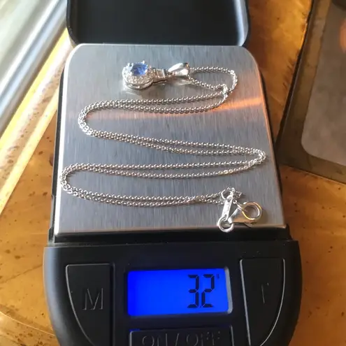 Natural Kyanite Halo Necklace Blue