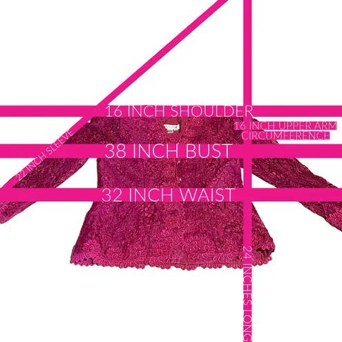 IN THE MOOD VINTAGE 1990'S FUCSHIA PINK LACE STRUCTURED BLOUSE (8)