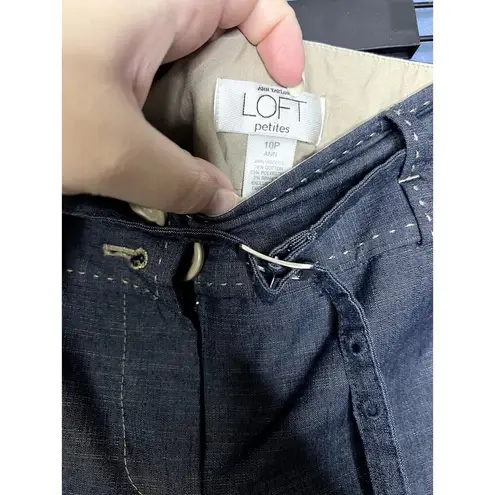 Loft Ann Taylor  Petite Wide Leg Denim Work Pants Contrast Stitching CorpCore 10p