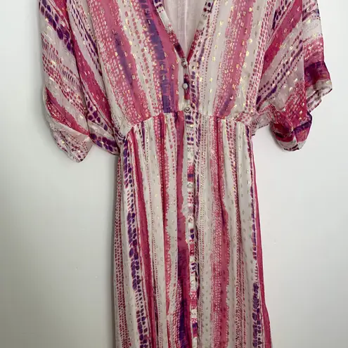 Rococo Sand Maxi Cherie Pink Sparkle Striped Purple Dress Womens Medium