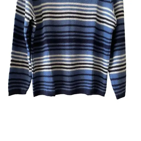 Carolyn Taylor Essential Stripes Blue White Cotton Long Sleeves Cozy Warm S