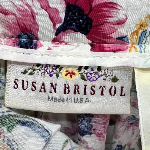 Susan Bristol Vintage Midi Skirt 12 White Floral Romantic Cottage Euro Summer