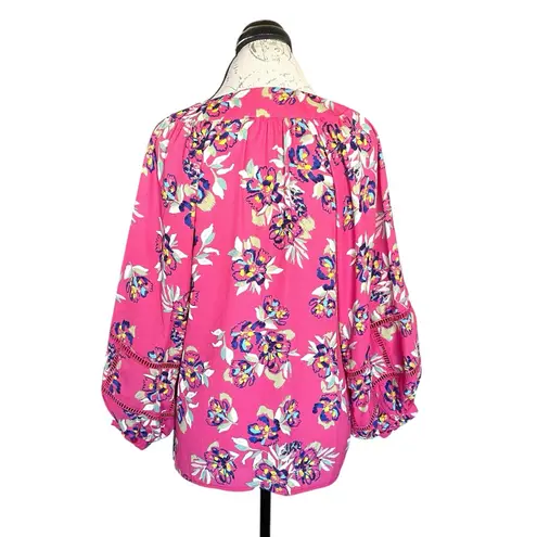 Zac Rachel Womens Blouse Sz Large Floral Boho Bohemian Feminine Romantic Flirty