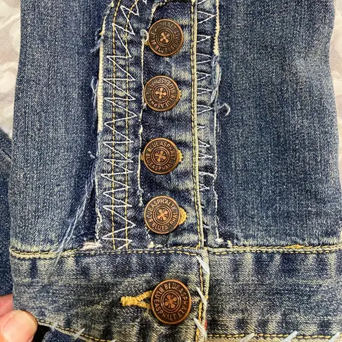 Vtg 90s Y2k Blue Asphalt Embroidered Floral Denim Jean Jacket Prairie Cottage L Size undefined