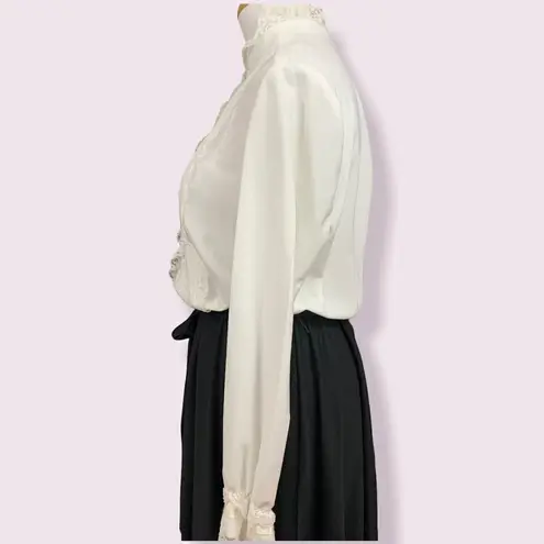 Vintage 70’s junior Sears Fashion Place Victorian style lace top midi dress Black Size 8