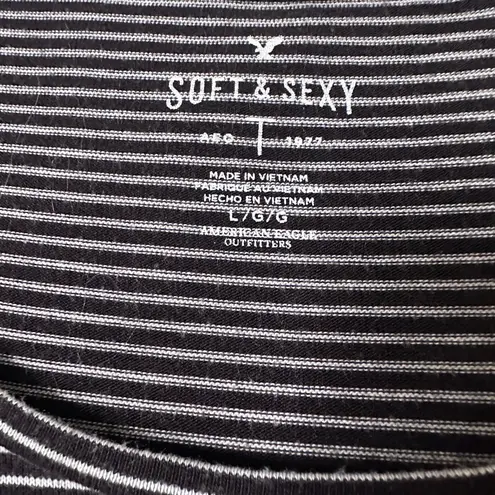 American Eagle  Soft & Sexy Brown and White Stripe Short Sleeve Shirt size Large