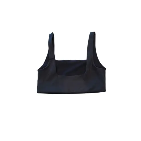 Girlfriend Collective Tommy Ribbed Cropped Top Athletic Sports Bra Black XXS