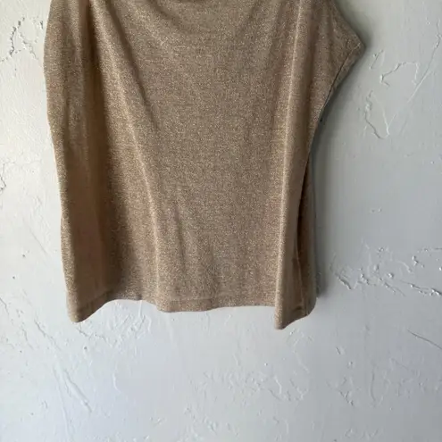 Y2k Gold Shimmer Tank Top Small Metallic Spaghetti Strap Lightweight Party Cami