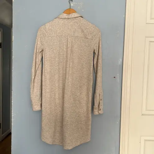 Faherty Legend Button Up Off White Long Sleeve Cozy Above Knee Dress