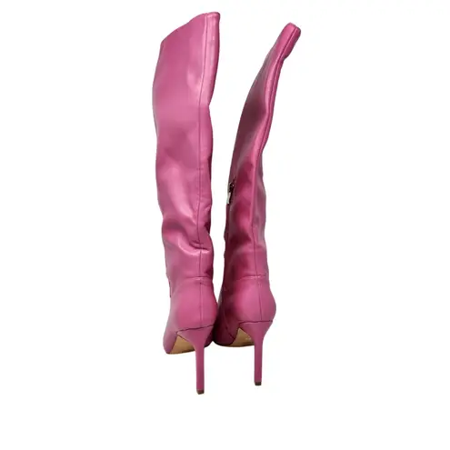 Sun Envy Pink Pleather Pointed Toe Stiletto High Heels Over The Knee Boots 8.5