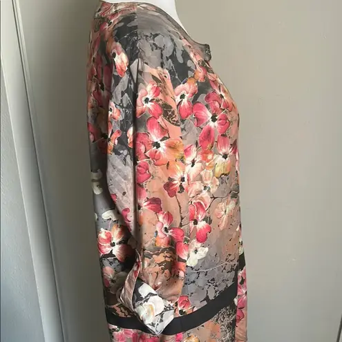 Tolani Collection of India Charming Floral Long Roll Up Sleeve Button Up Blouse Pink