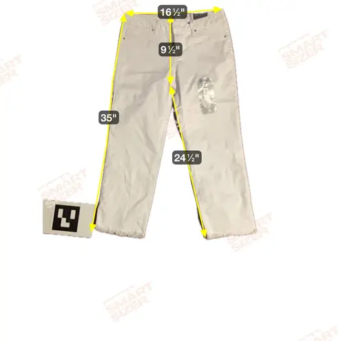 1822 Denim 1822 Women's Capris Size 12 White Ankle Straight Fringe New With Tag