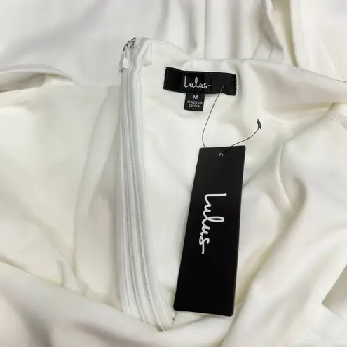 Lulus Glowing Allure White Rhinestone Sleeveless Bodycon Mini Dress size M NWT Size M