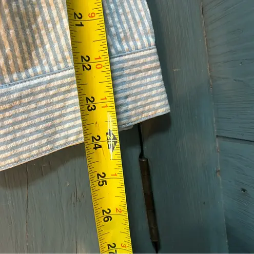 QVC Denim & Co. Light Blue & White Striped Seersucker Jacket | Women’s Sz XL