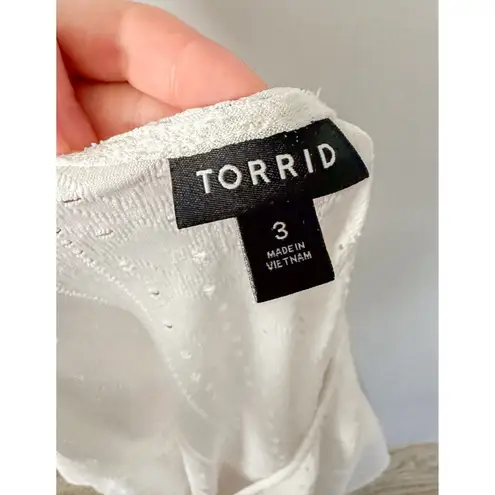 Torrid  White Eyelet V-Neck Fit And Flare Midi Top - Image 5