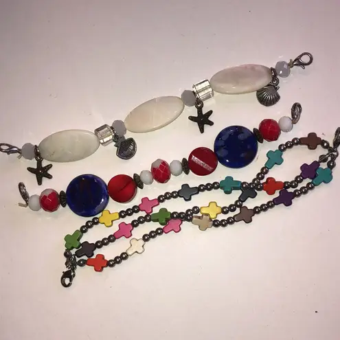 Colorful Beaded Interchangeable Watch Band Clip On Set Red