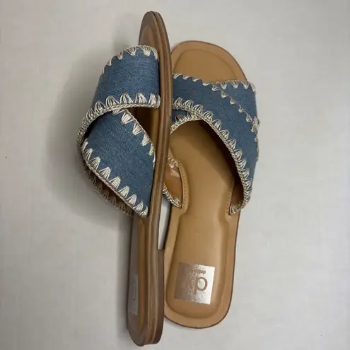 DV Dolce Vita Juneau Denim Criss Cross Slides Sandals Women's Size 9.5 Blue