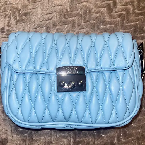 Badgley Mischka Messenger Bag Baby Blue Quilted Mini New With Tags