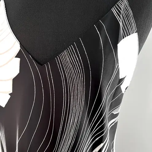 NATORI Sakura Floral Lotus Chemise Slip in Black & White | M Size M