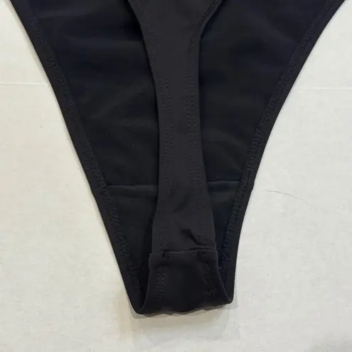 TA3 Black High Neck Zipper Lace Up Back Thong Slimming One piece Swimsuit Sz M Size M