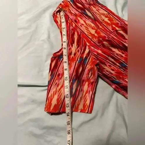 Caribbean Joe NWT  Multicolor Rayon Dress Cold Shoulder. V Neck. Sz: M. - Image 9