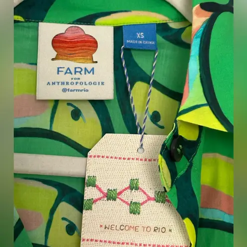 Farm Rio Tropical Green Toucan Print Shirt tubacana button down