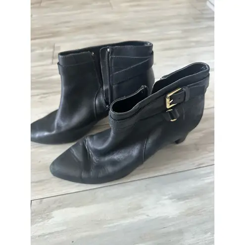 Ralph Lauren Lauren  Boots 8 Black Nara Ankle Booties Heeled Leather Office Twee